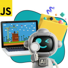 Язык программирования JavaScript + AI. Проектное обучение + геймификация + AI-помощники - КИБЕРшкола программирования для детей, компьютерные курсы для школьников, начинающих и подростков - KIBERone г. Ямное